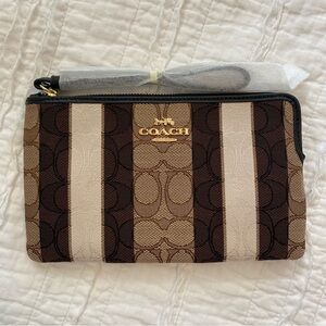 Coach Women's Large Corner Zip Wristlet In Signature Canvas-C4566- IMLOV